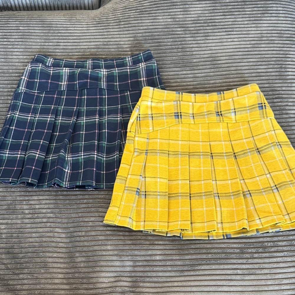 SO Kids Plaid Yellow and Blue Skorts